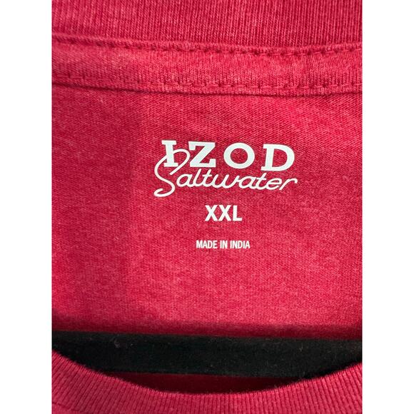 IZOD Men's Saltwater Soft Wash Pocket Crew T-Shirt Glossy Red Size XXL Tee - Picture 6 of 8